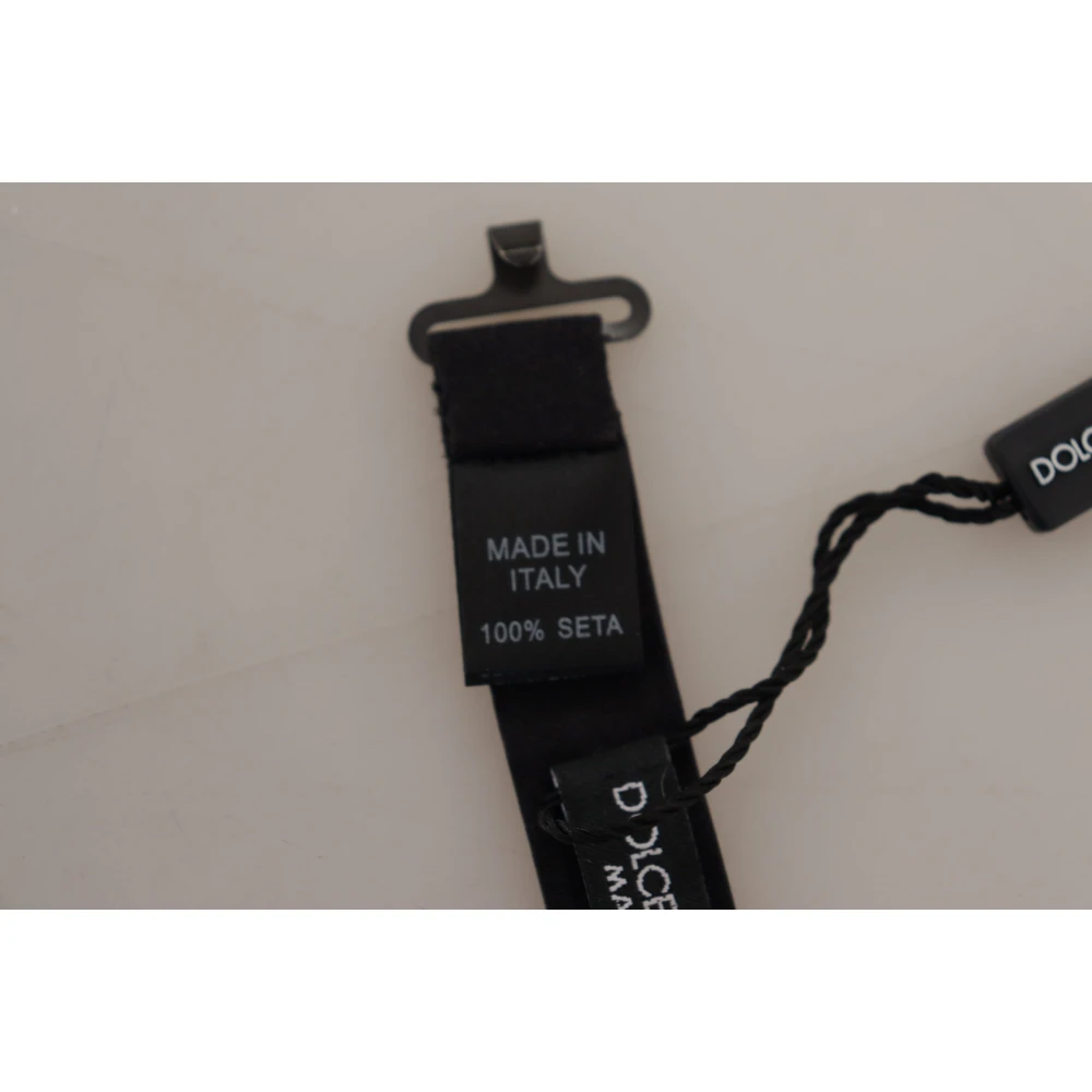 Dolce & Gabbana Elegante Zwarte Zijden Vlinderdas Black Heren