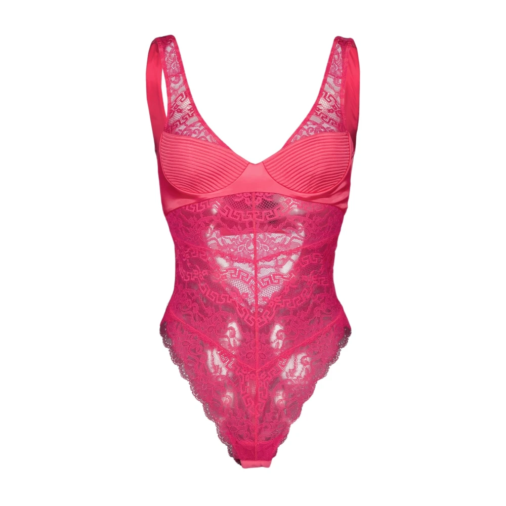 Versace Spets V-ringad Blommig Bralette Pink, Dam