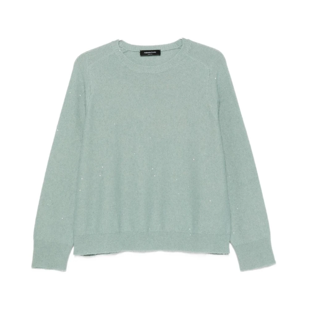 Fabiana Filippi Green Wool And Silk Blend Jumper - Female - Round-Neck Knitwear - M - Knitwear