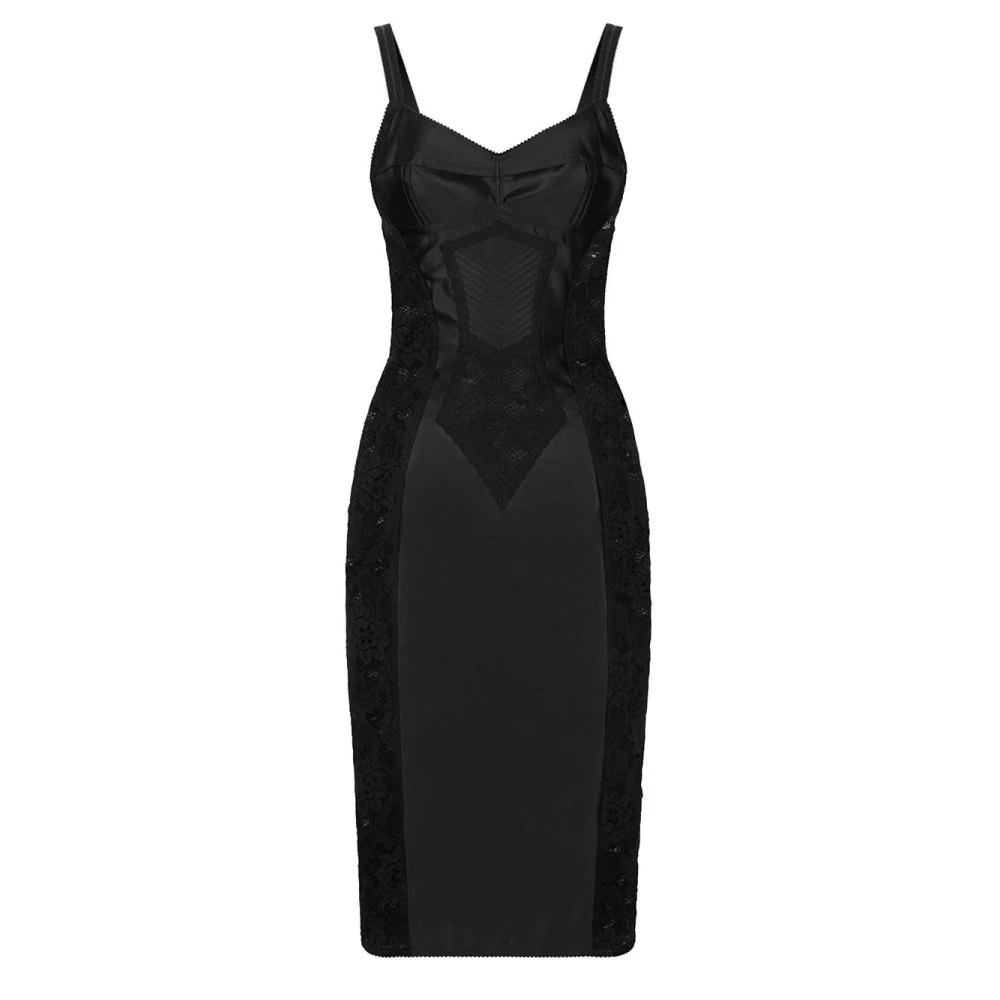 Dolce & Gabbana Women's Black Midi Dresses,, Elegant Dress With Lace Detail Extra Small