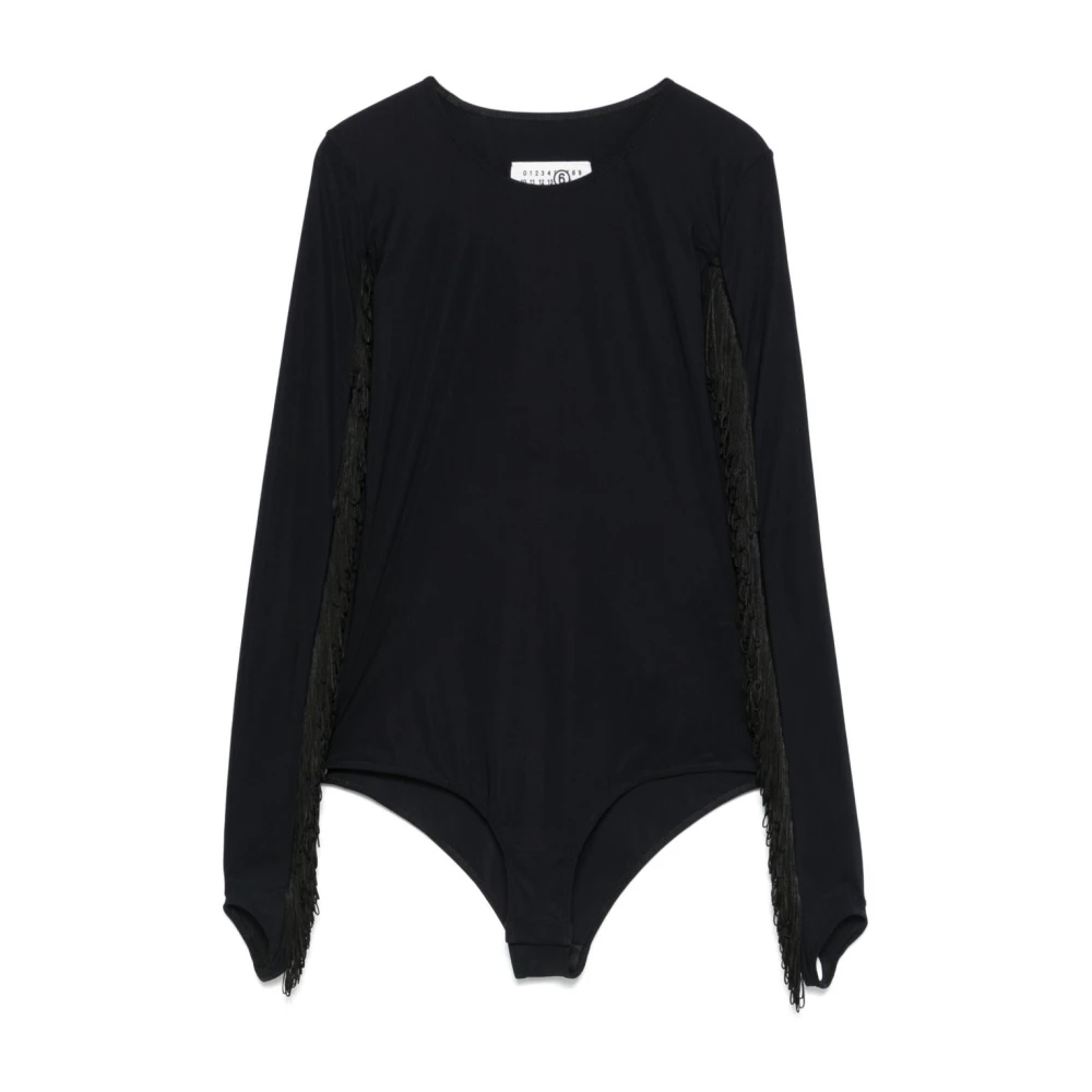 MM6 Maison Margiela Zwarte Top met Verborgen Drukknop Black Dames