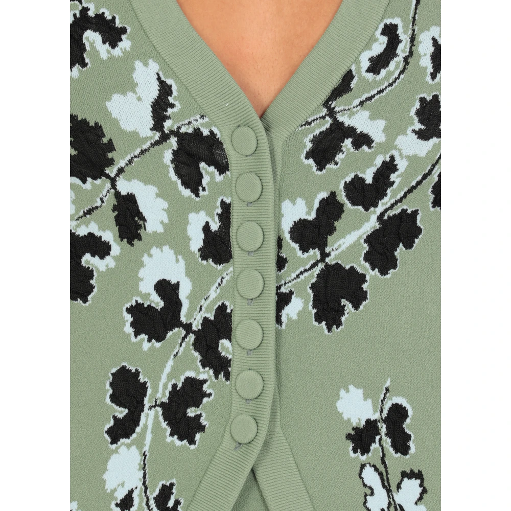 Lanvin Groene Bloemenpatroon V-hals Vest Green Dames