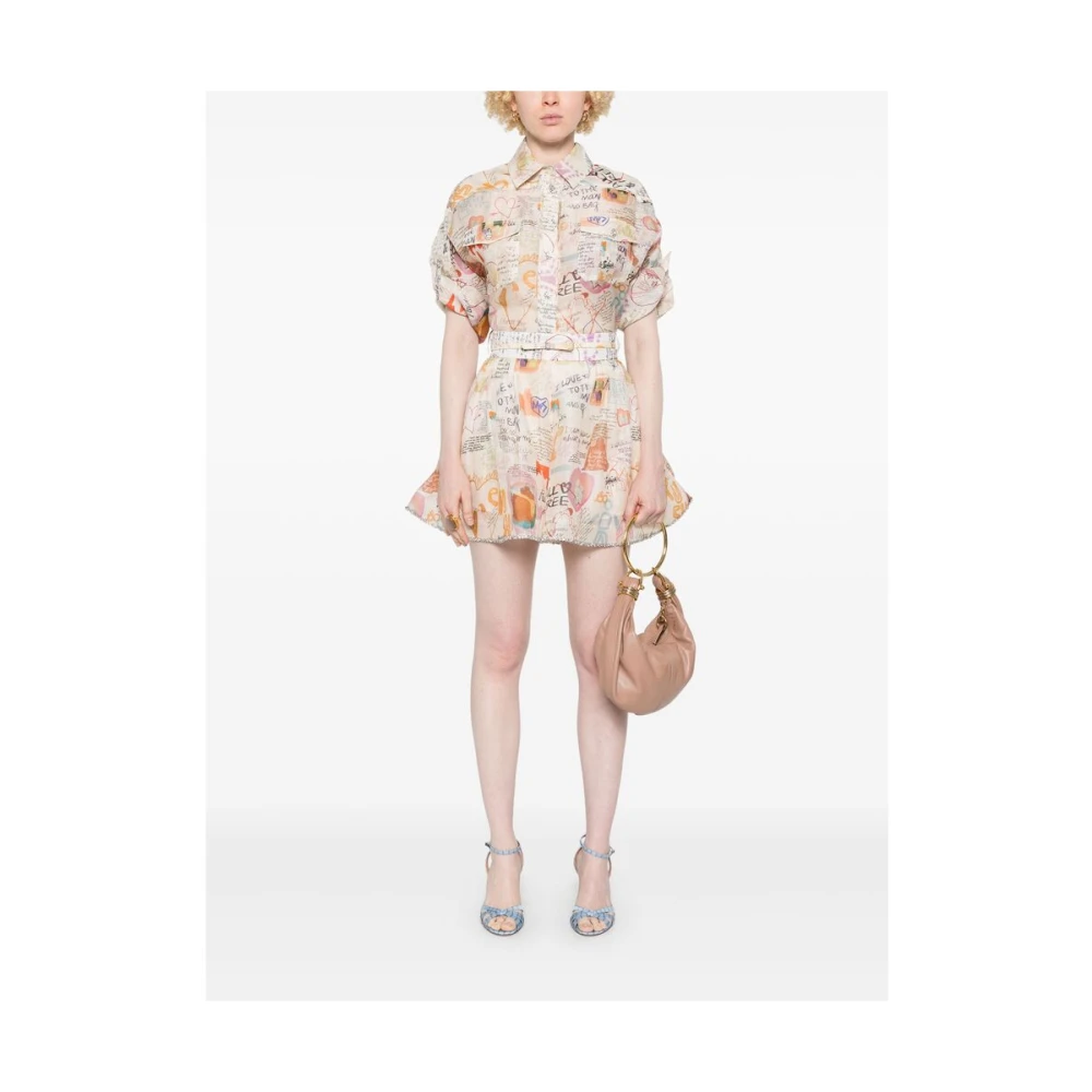 Zimmermann Beige Rits Zak Eco-Vriendelijke Jurk Multicolor Dames
