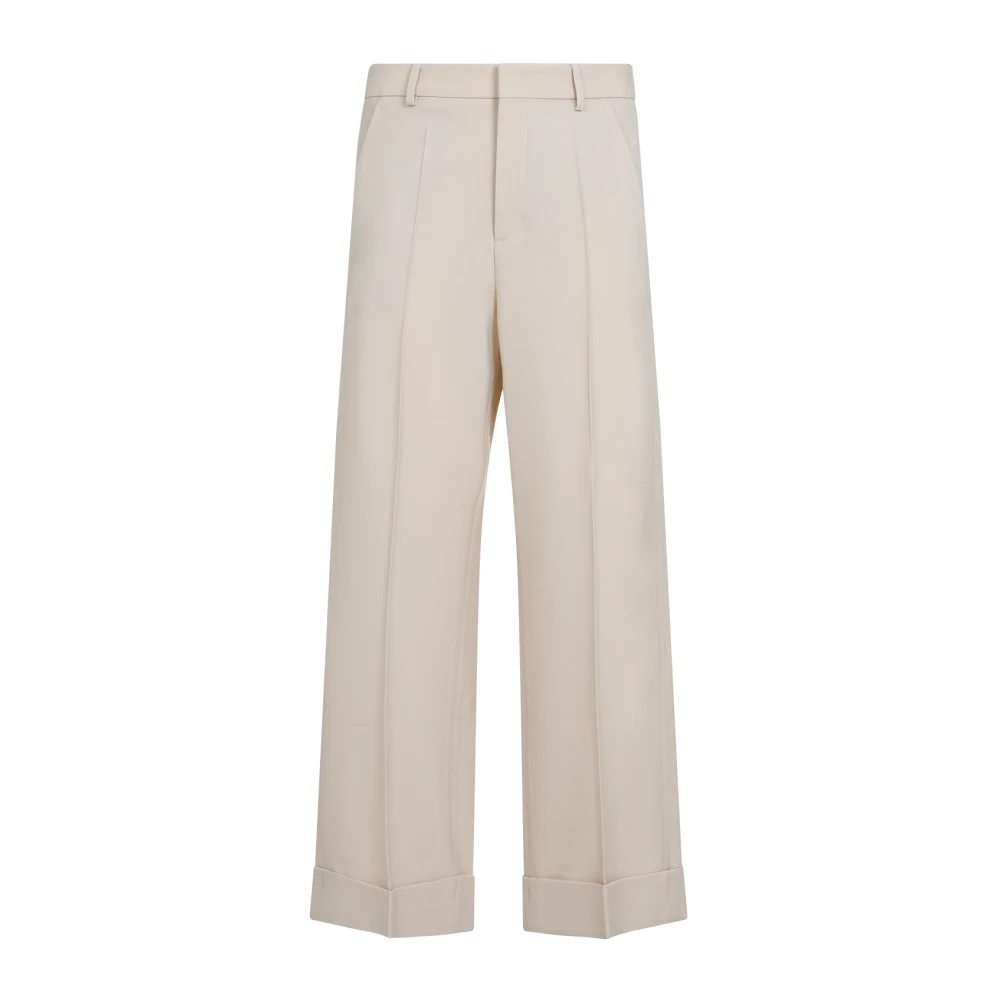 Valentino Luxe Witte Wol Zijden Broek Beige Heren