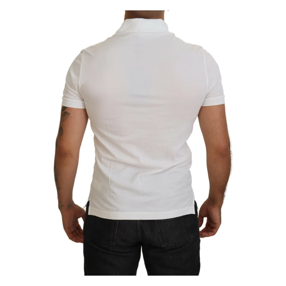 Dolce & Gabbana Witte Katoenen Logo Polo T-shirt White Heren