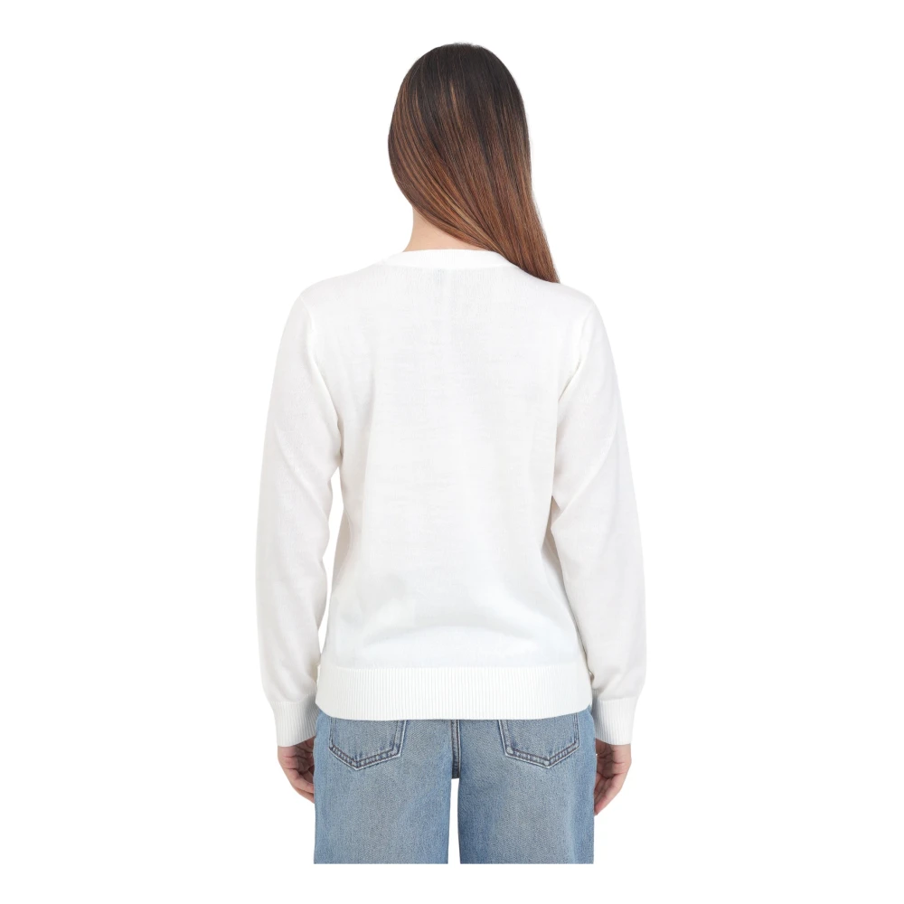 Armani Exchange Geborduurde Crewneck Sweater White Dames