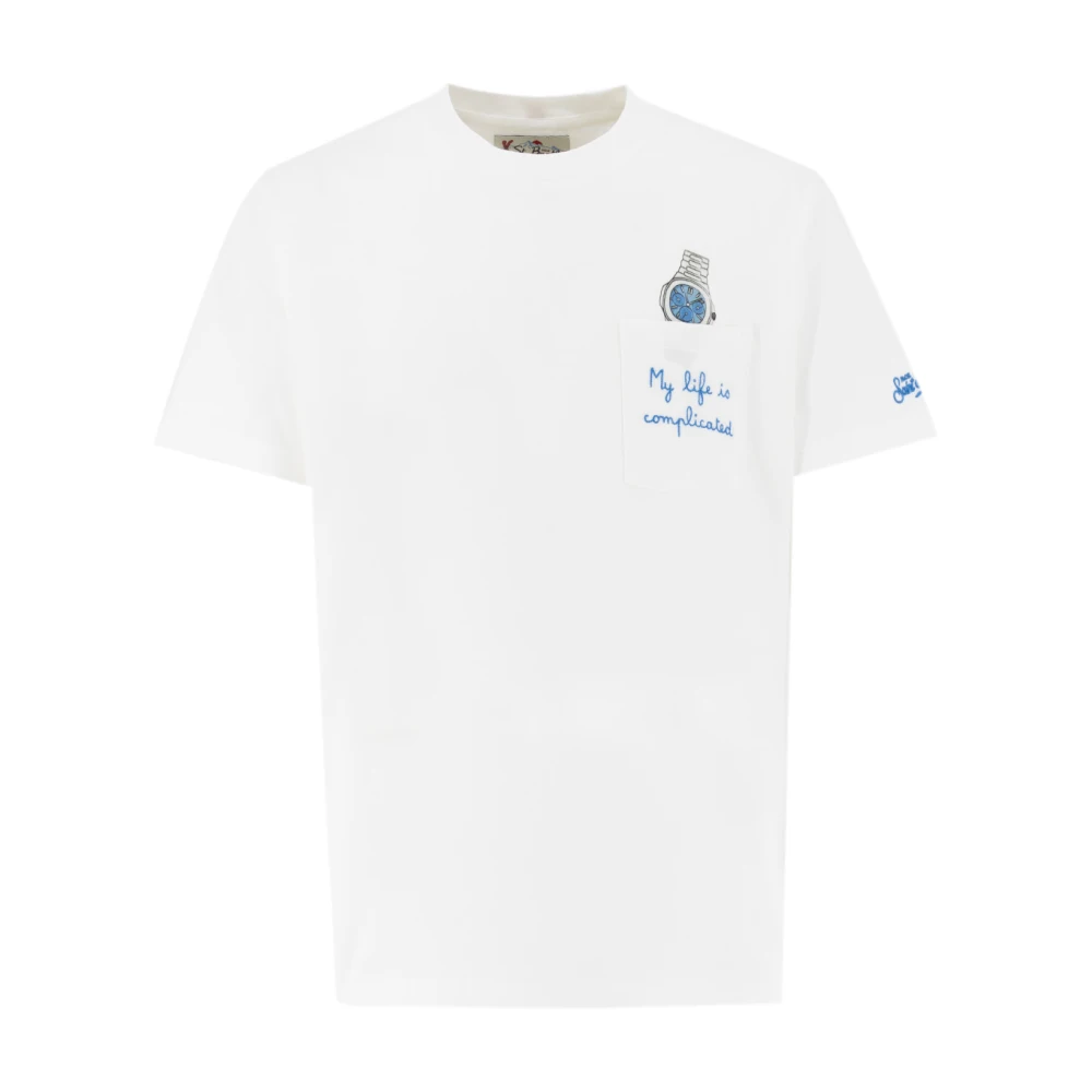 MC2 Saint Barth Geborduurde T-shirt met Ronde Hals White Heren