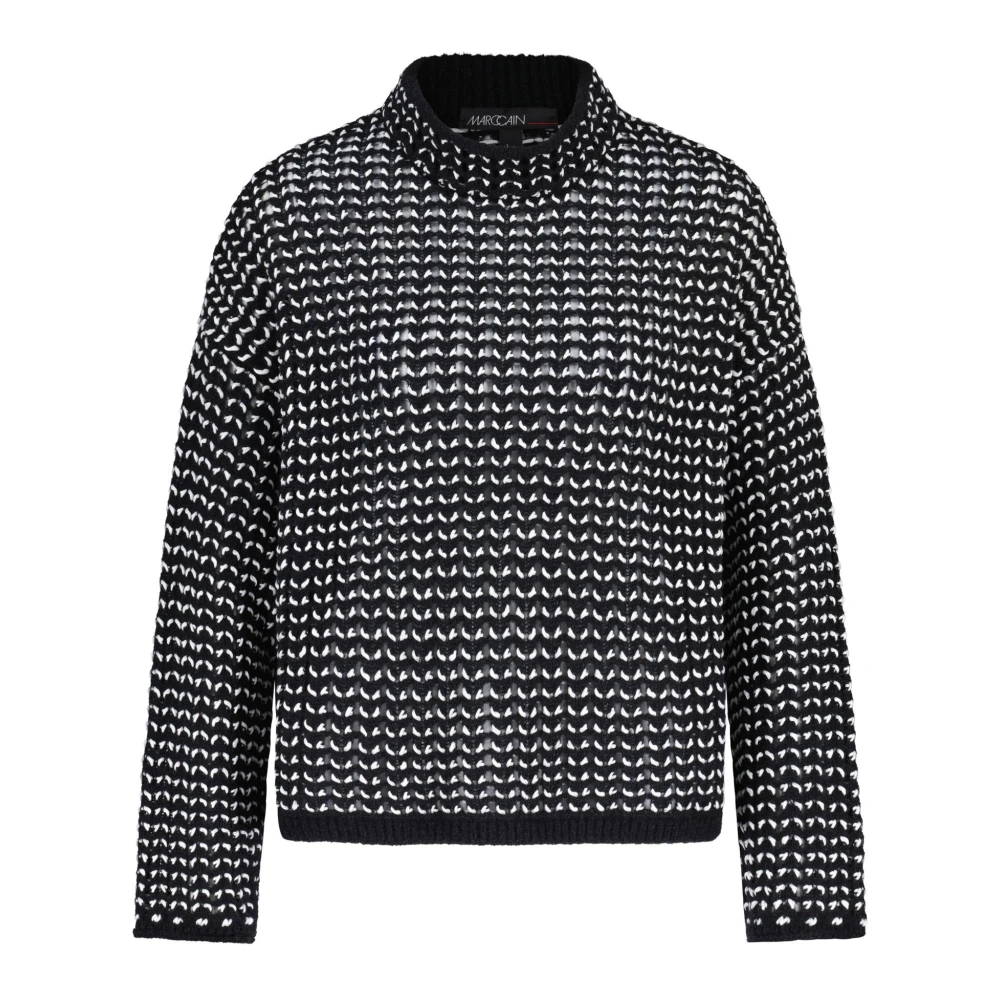 Marc Cain Grofgebreide pullover met tweekleurig design Black Dames