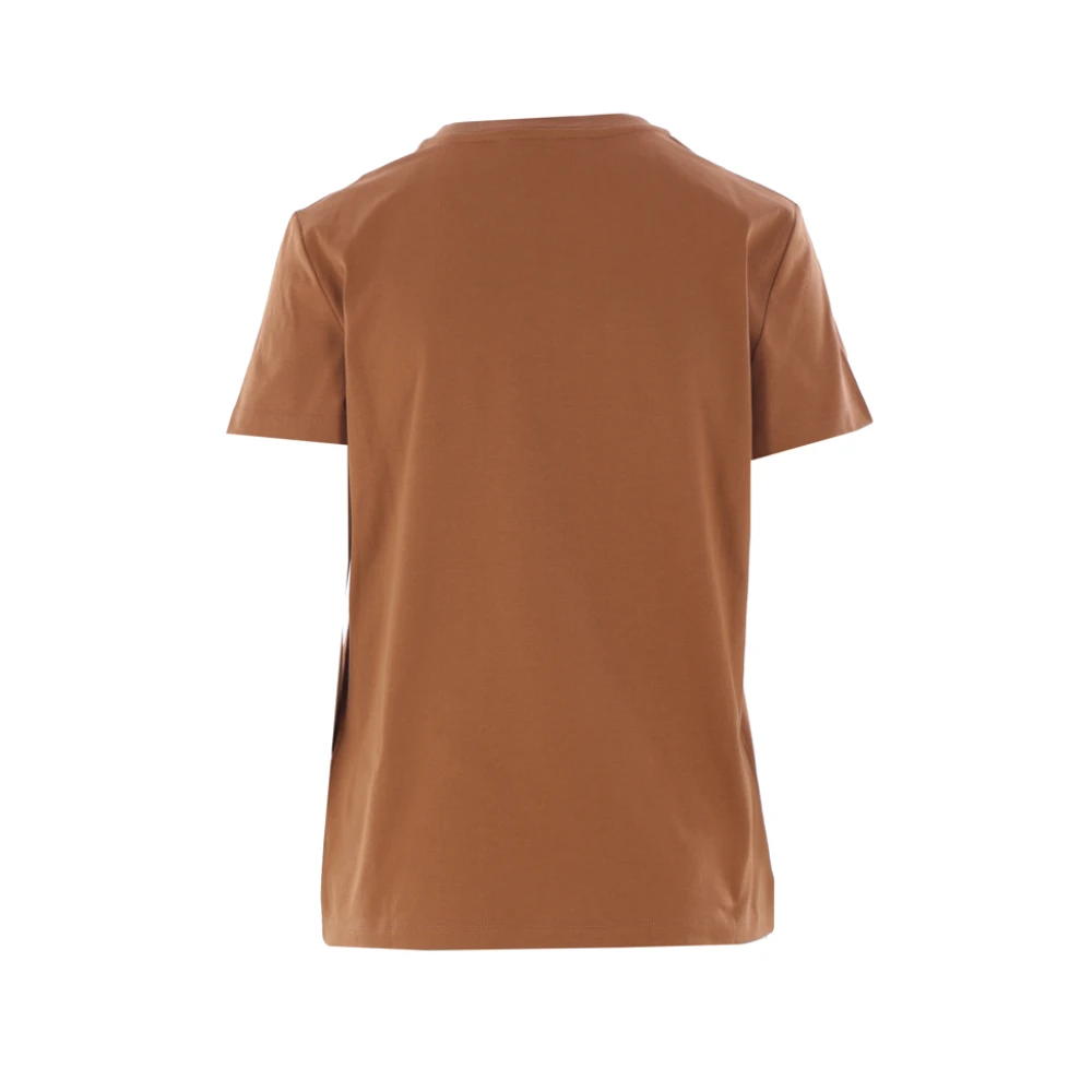 Max Mara Bruine Katoenen T-shirt met Monogram Borduurwerk Brown Dames
