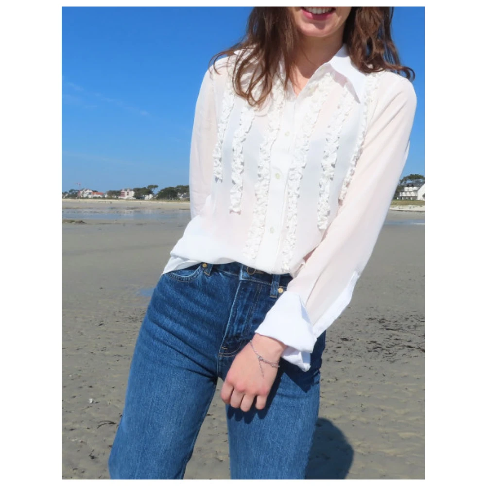 Mason's Nicole Gerimpelde Viscose Blouse White Dames
