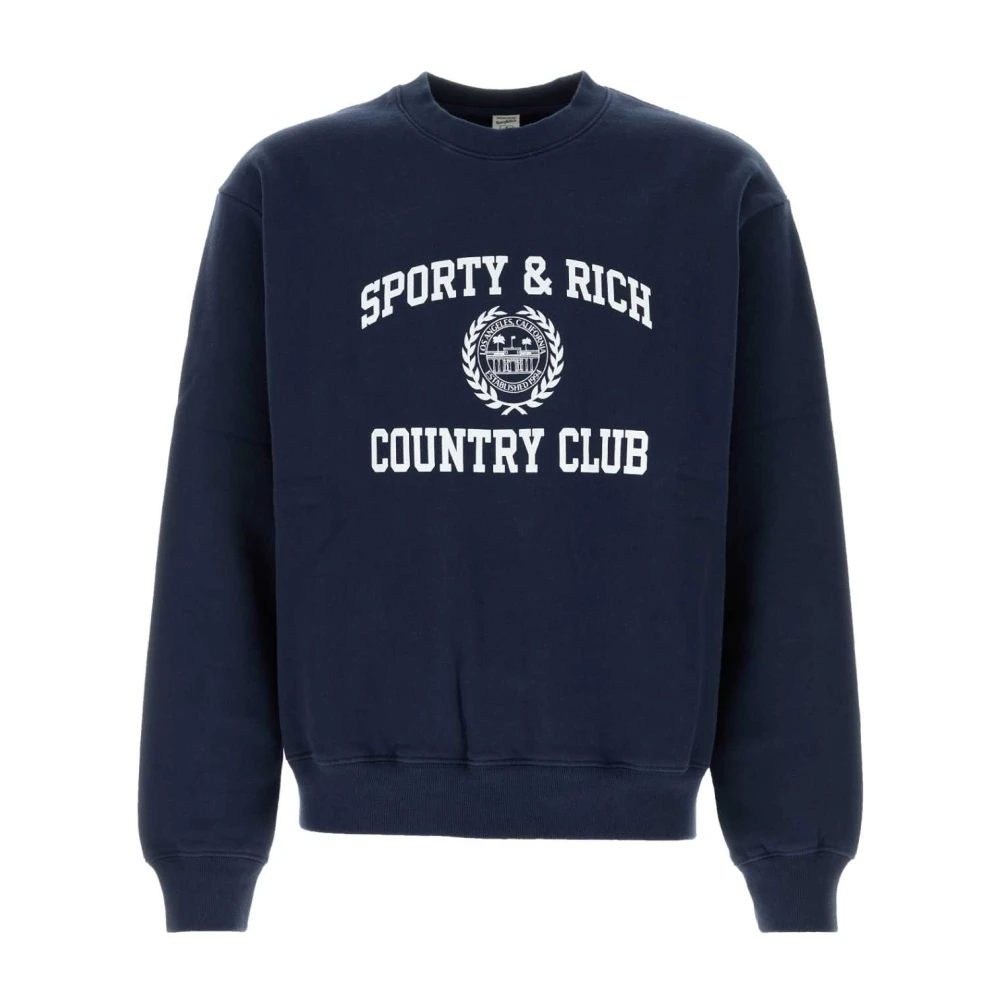 Sporty & Rich, Sweatshirts, male, Blue, Size: M Cotton Sweatshirt