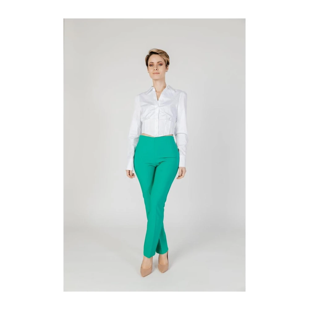 Sandro Ferrone Lente Zomer Regular Broek met Elastaan Green Dames