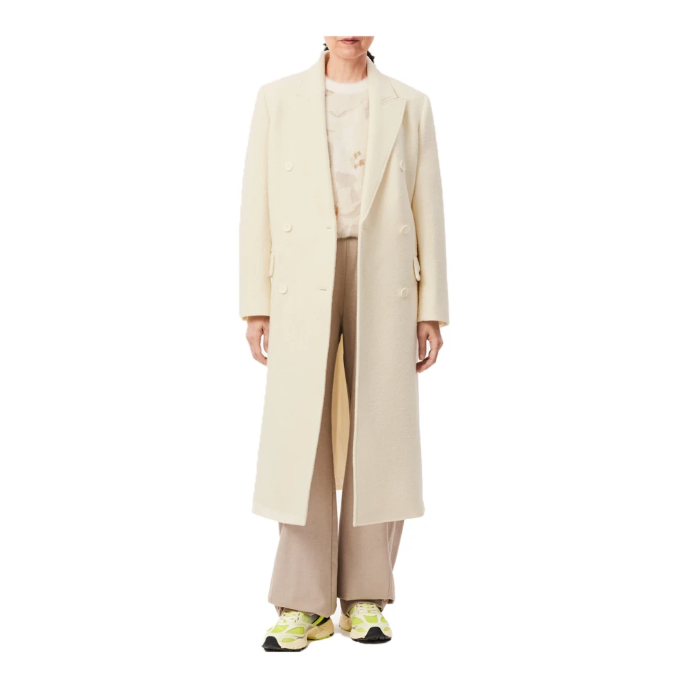Lacoste Elegante Bouclé Jas met Klassieke Details White Dames