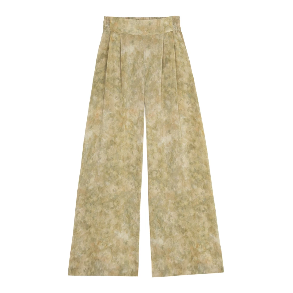 Cortana Zijden Wijde Broek Bloemenprint Green Dames