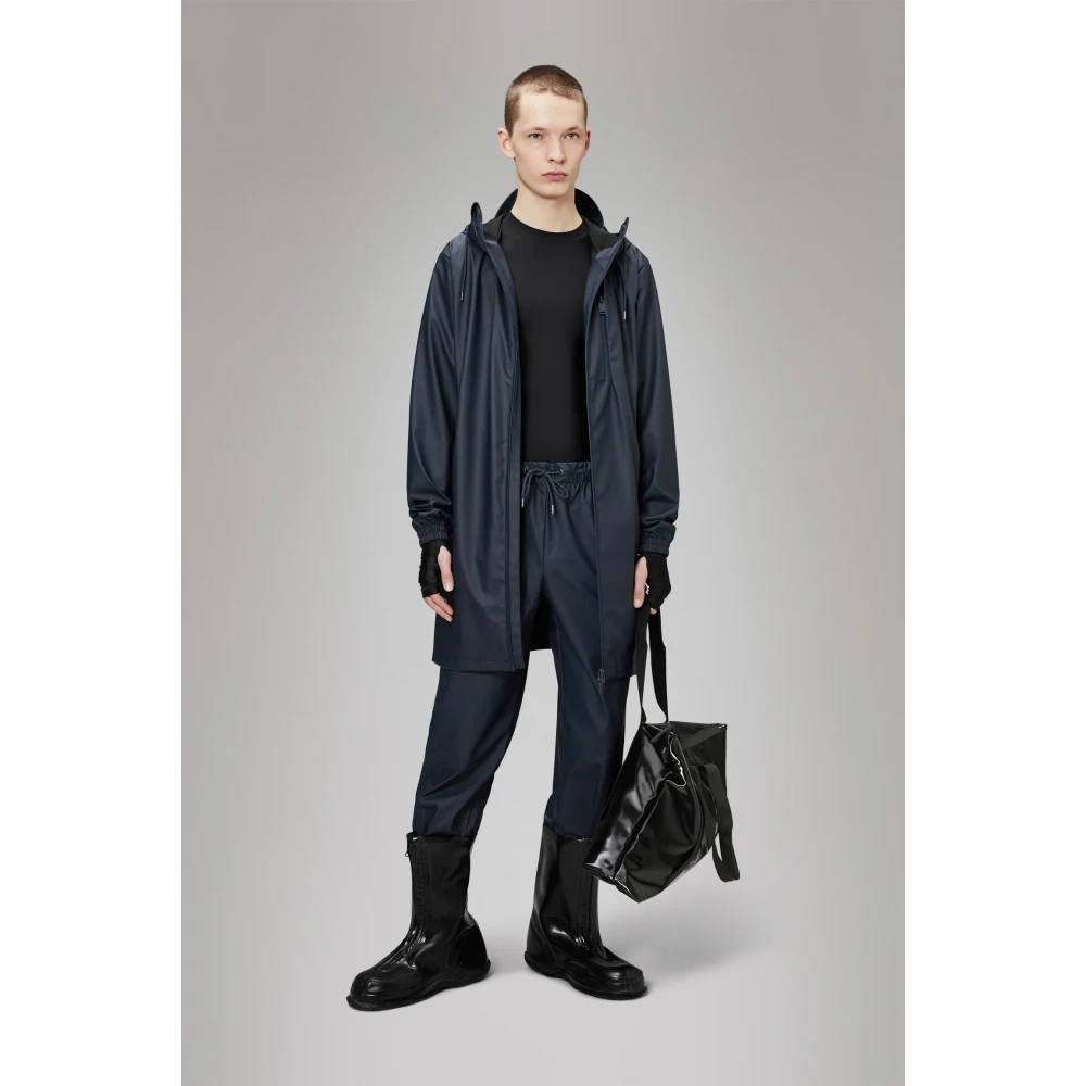 Rains Lange Storm Breaker Navy Waterdichte Jas Blue Heren