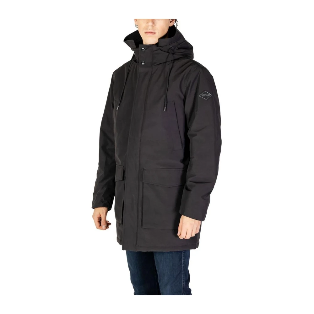 Replay Strak Polyamide Jas Black Heren