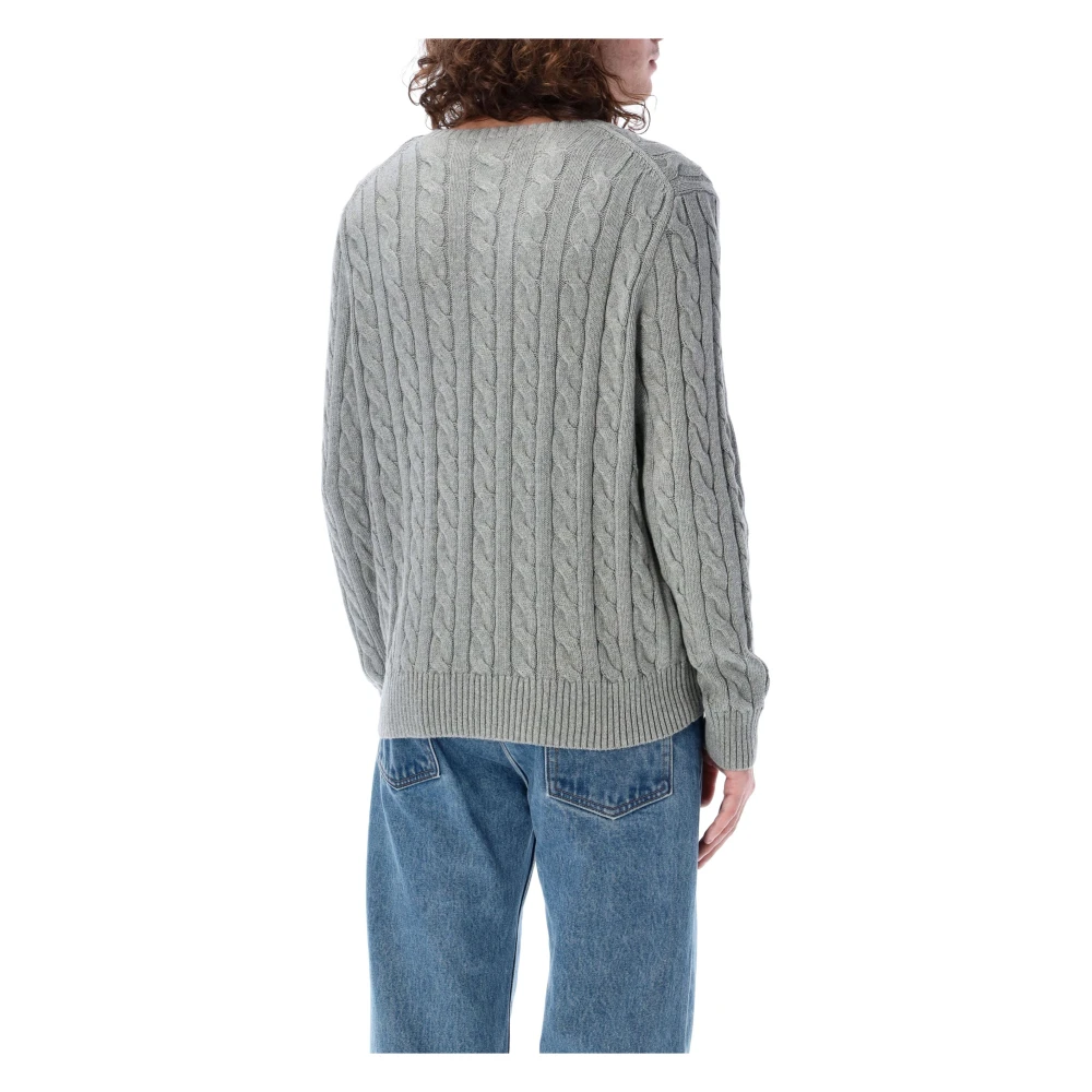 Ralph Lauren Kabel Gebreide Trui Gray Heren
