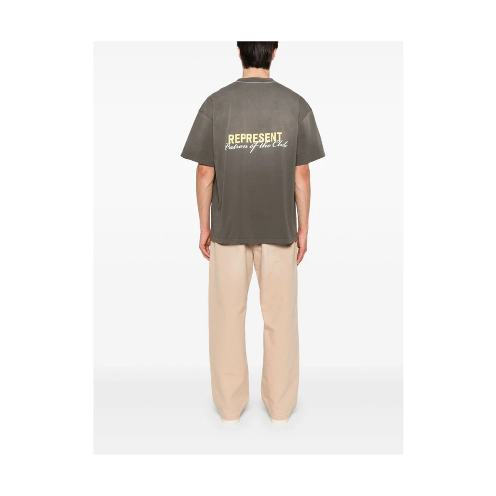 Represent T-shirt met logo-opdruk en ronde hals Green Heren