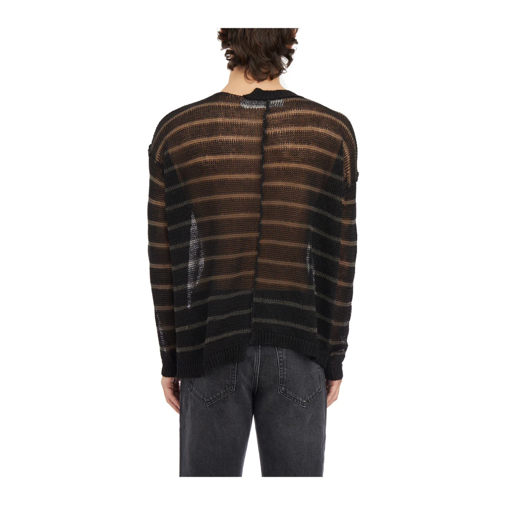 Isabel Benenato Gestreepte ronde hals top Black Heren