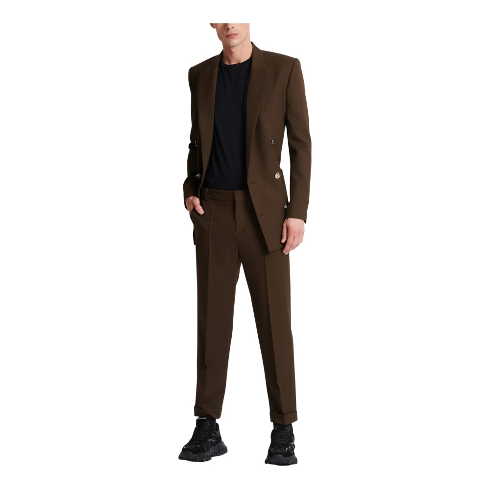 Balmain Rechte getailleerde twill broek Brown Heren