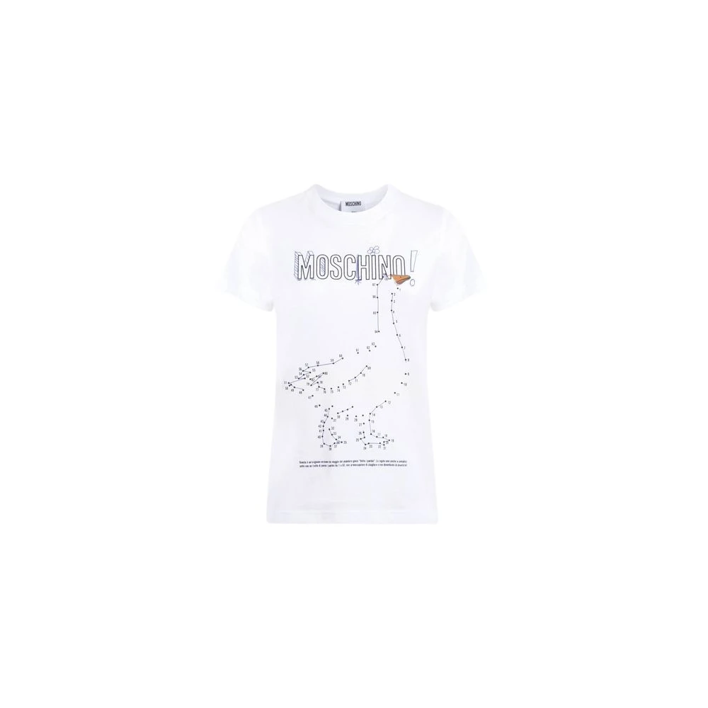 Moschino White T-Shirts, Female, Xs, Goose Cotton Jersey T-Shirt