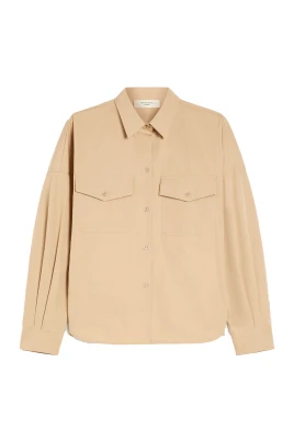 Beige bomullspoplin skjorta