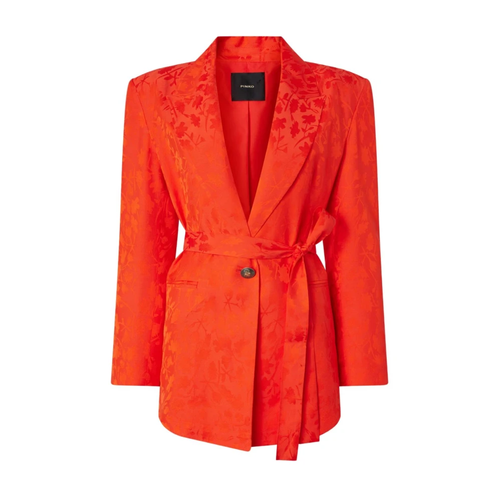Pinko Orange Blazers, Female, S, Floral Belted Blazer