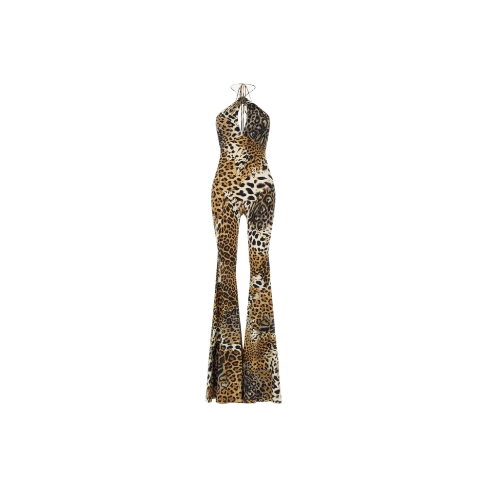 Roberto Cavalli Brown Jumpsuits, Female, M, Jaguar Skin Print Jumpsuit