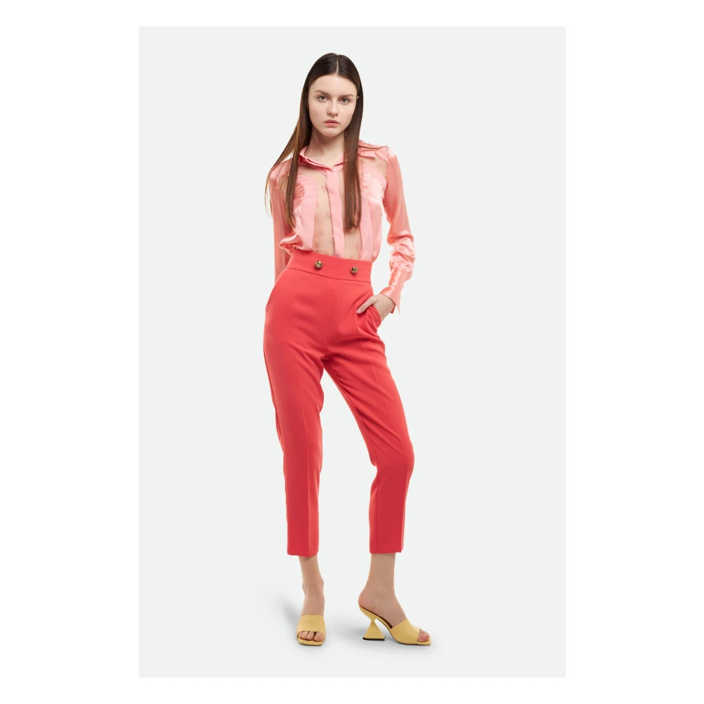 Elisabetta Franchi Cropped Trousers Red Dames