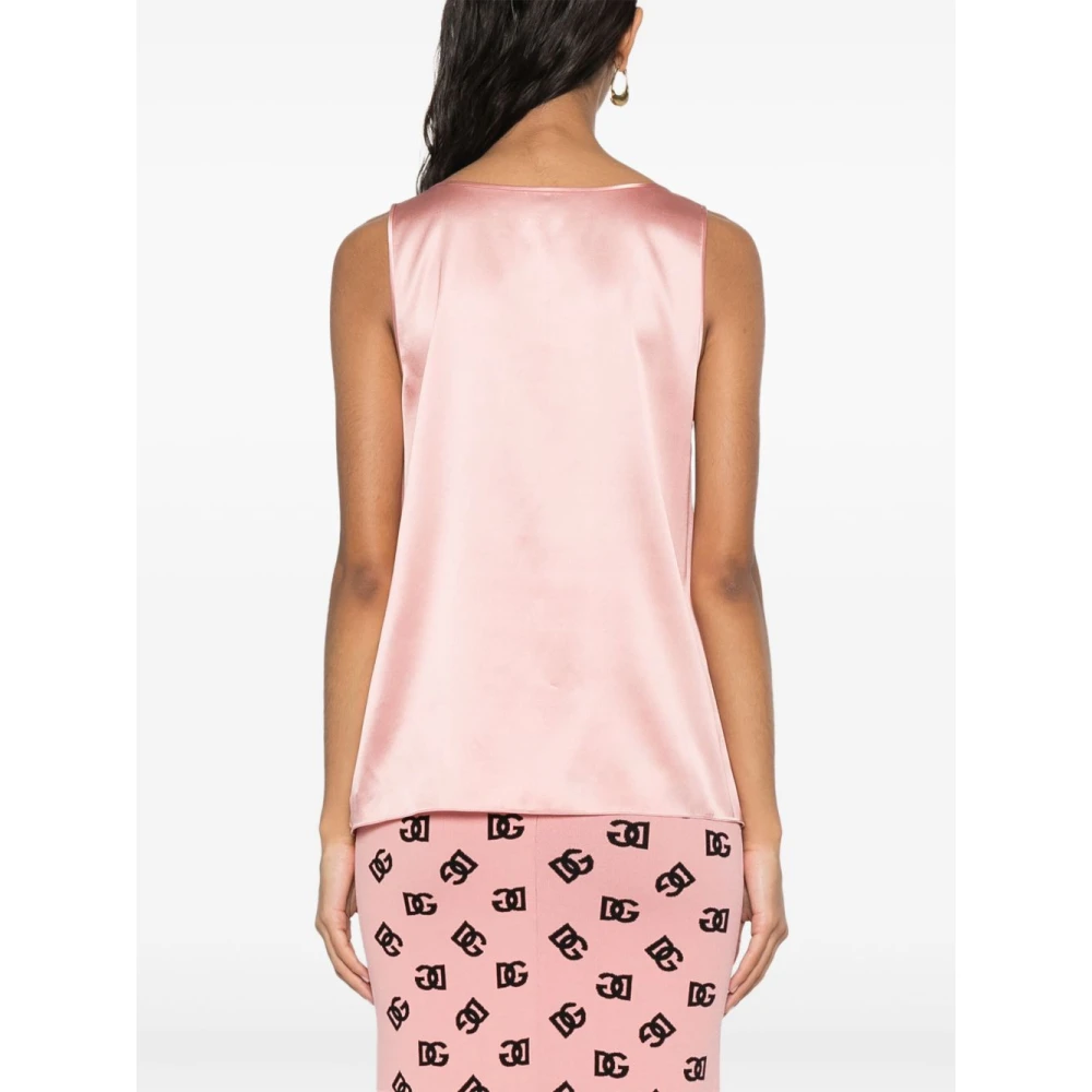 Dolce & Gabbana Luxe Zijden Vison Top Pink Dames