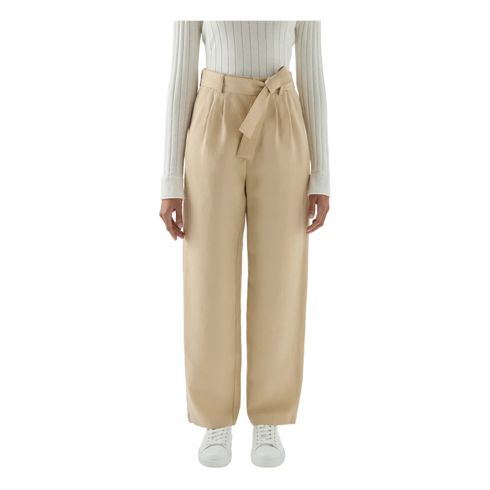 Woolrich Lichtgewicht Linnen Broek Beige Dames