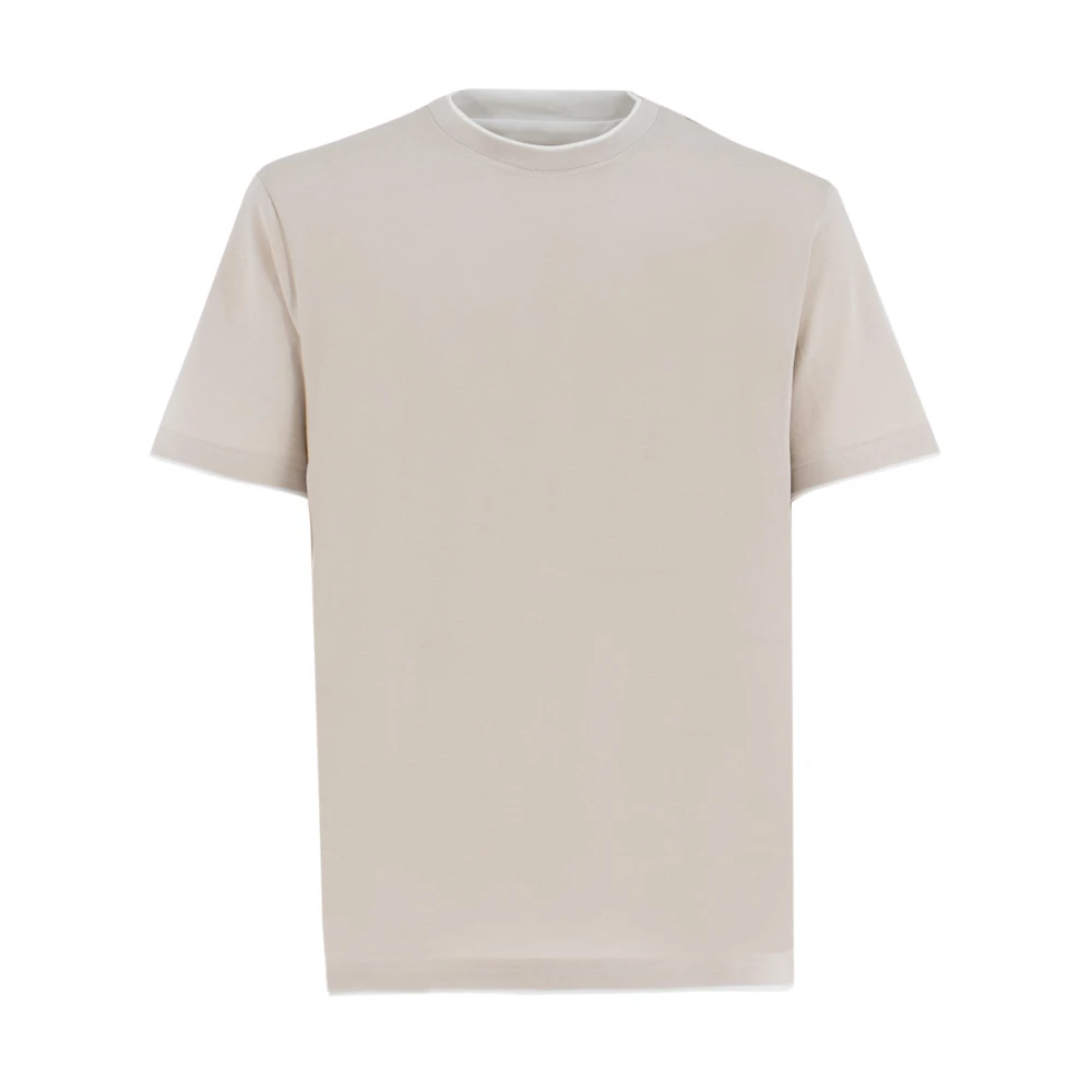 Eleventy Crewneck T-Shirt met Contrastdetails Beige Heren