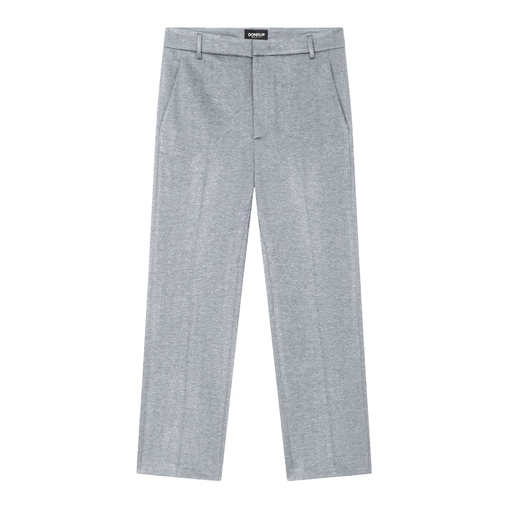 Dondup Enkellange Rits Chino's in Grijs Herringbone Gray Dames