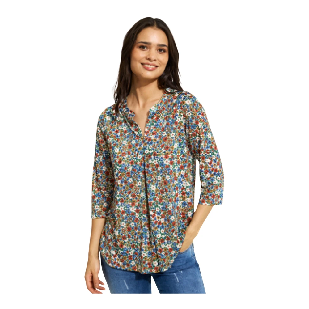 IN Front Kleurrijke Bloemenprint Blouse Multicolor Dames