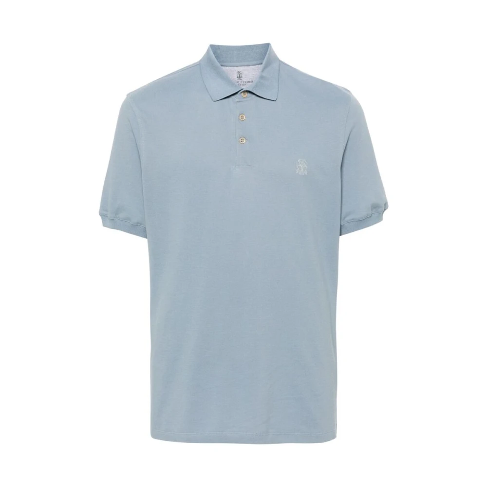 BRUNELLO CUCINELLI Pastelblauwe Polo Sweater Blue Heren