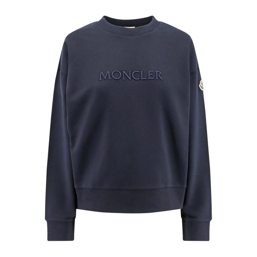 Moncler Geborduurde katoenen sweatshirt met iconisch logo Blue Dames