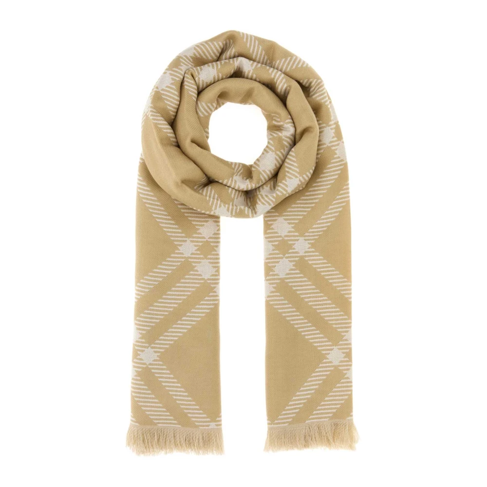 Burberry Unisex Beige Winter Scarves, One Size, Embroidered Wool Blend Scarf