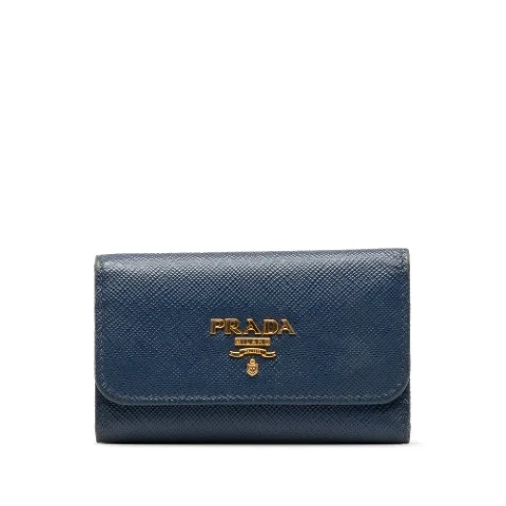 Prada Vintage Pre-owned Leather key-holders Blue Dames