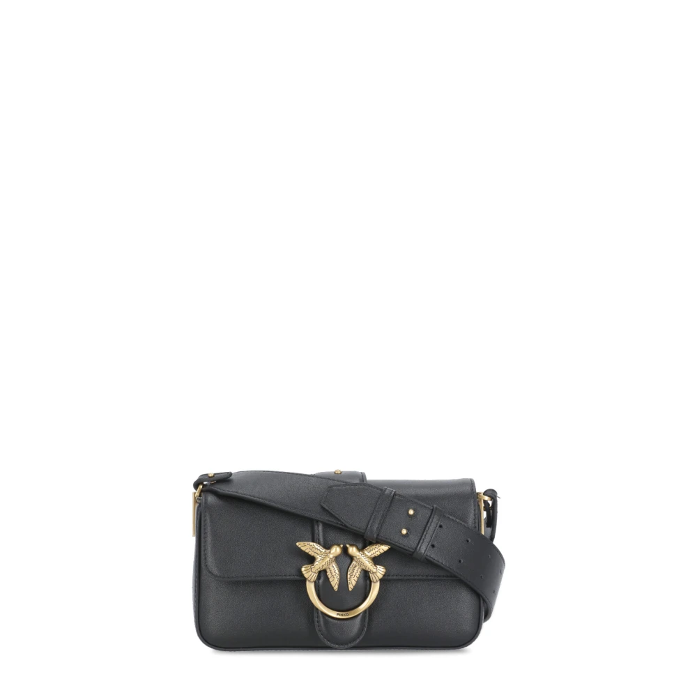 Pinko Black Leather Shoulder Bag For Woman - Female - Shoulder Bags - One Size - Bags
