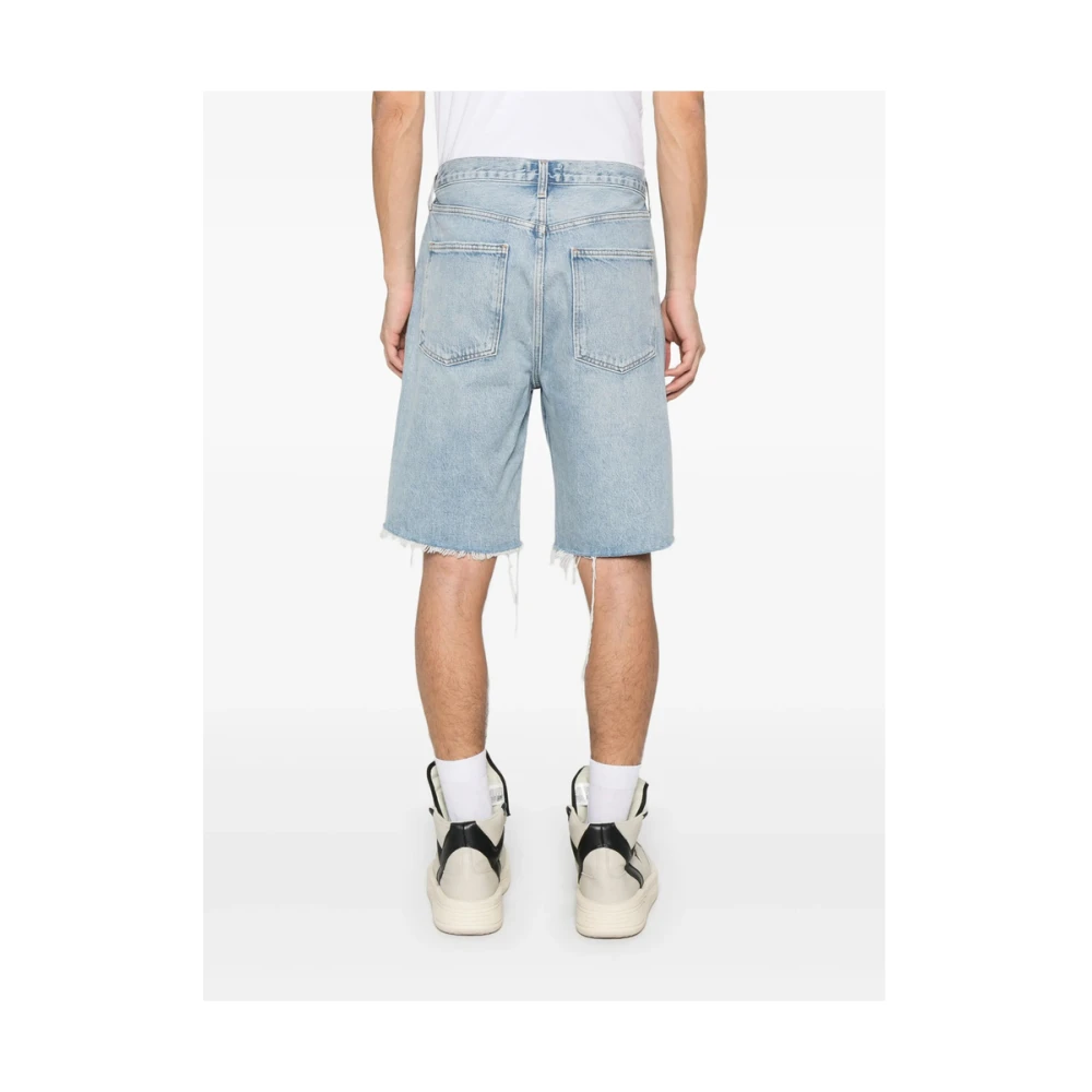 Agolde Blauwe Knoopsluiting Raffelzoom Jeans Blue Heren