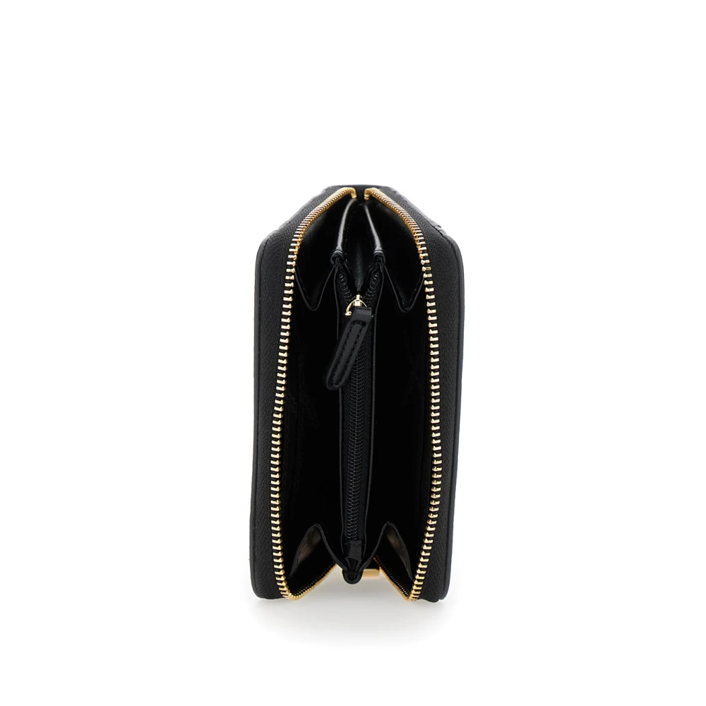Michael Kors Zwarte leren portemonnee met gouden hardware Black Dames