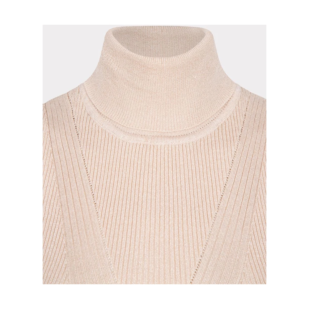 Esqualo Lurex Mouwloze Top Licht Zand Beige Dames