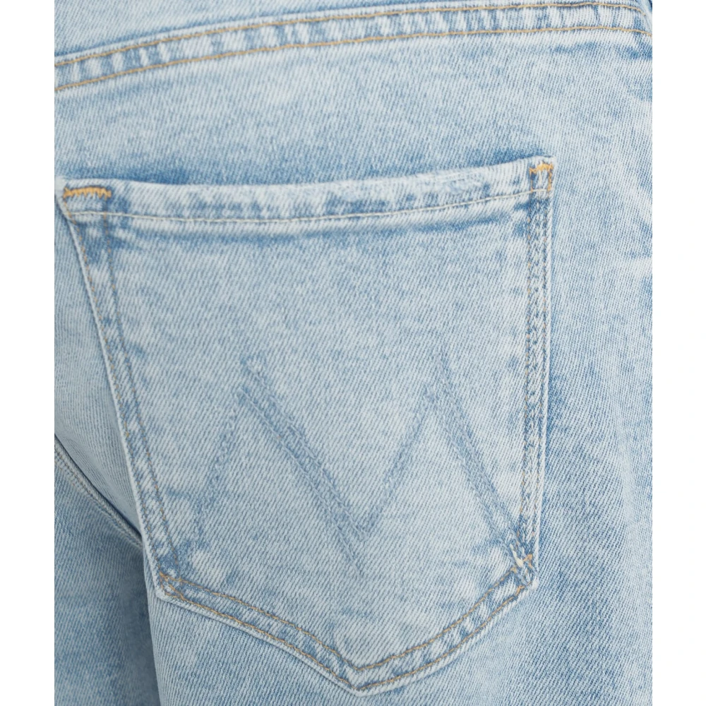 Mother Blauwe Straight-Leg Zip Enkel Jeans Blue Dames