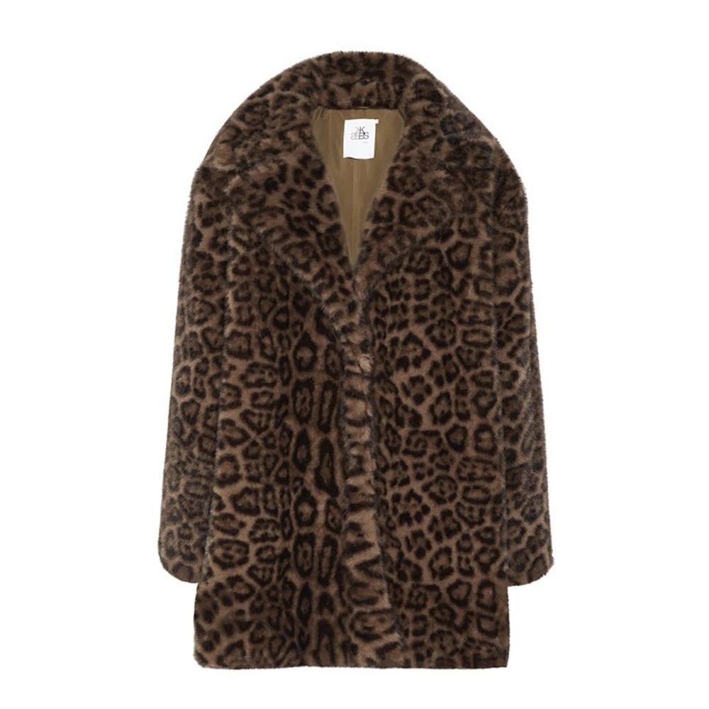 Leopard Faux Fur Jakke Oversized Stil