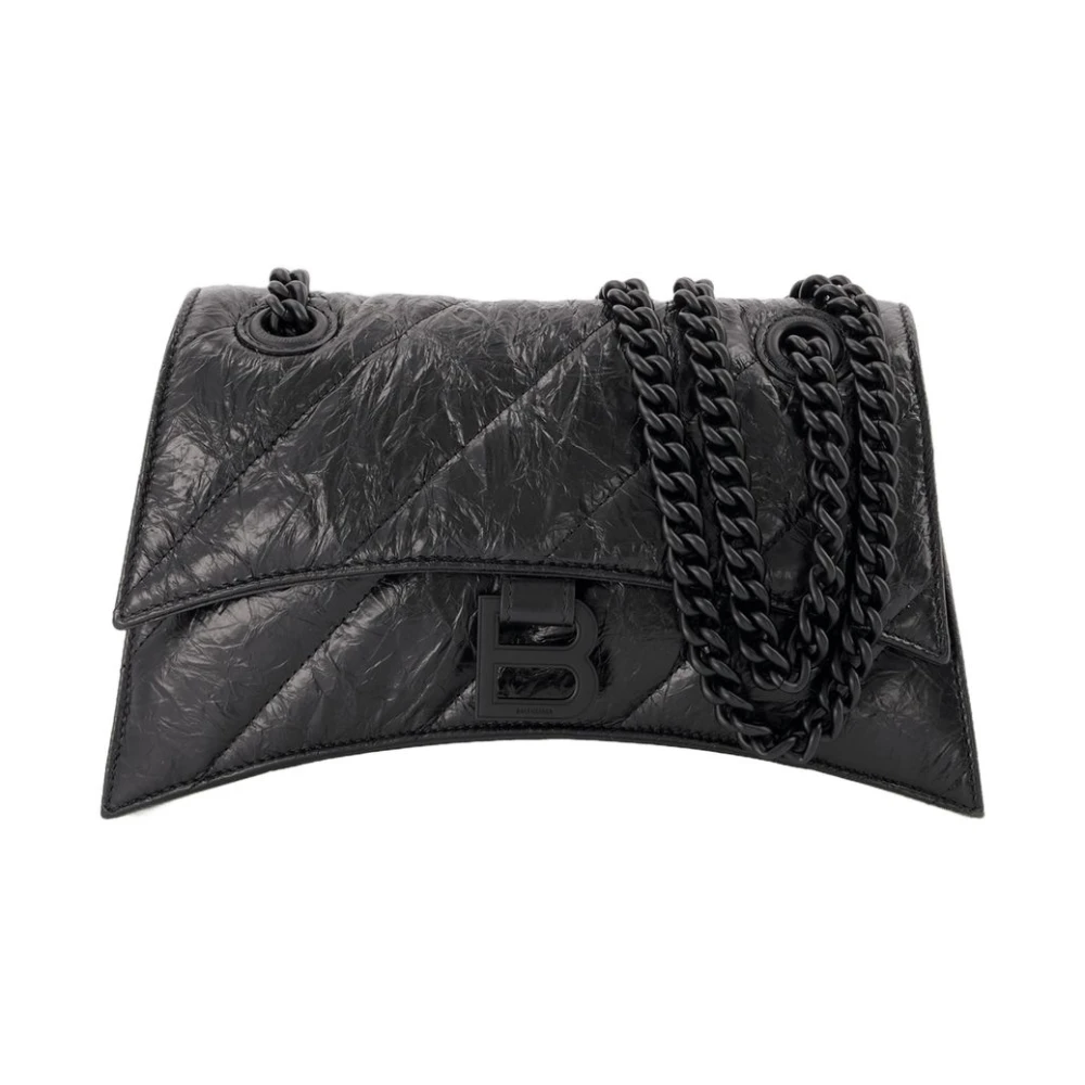 Balenciaga Women's Black Quilted Crush Chain Hobo Bag