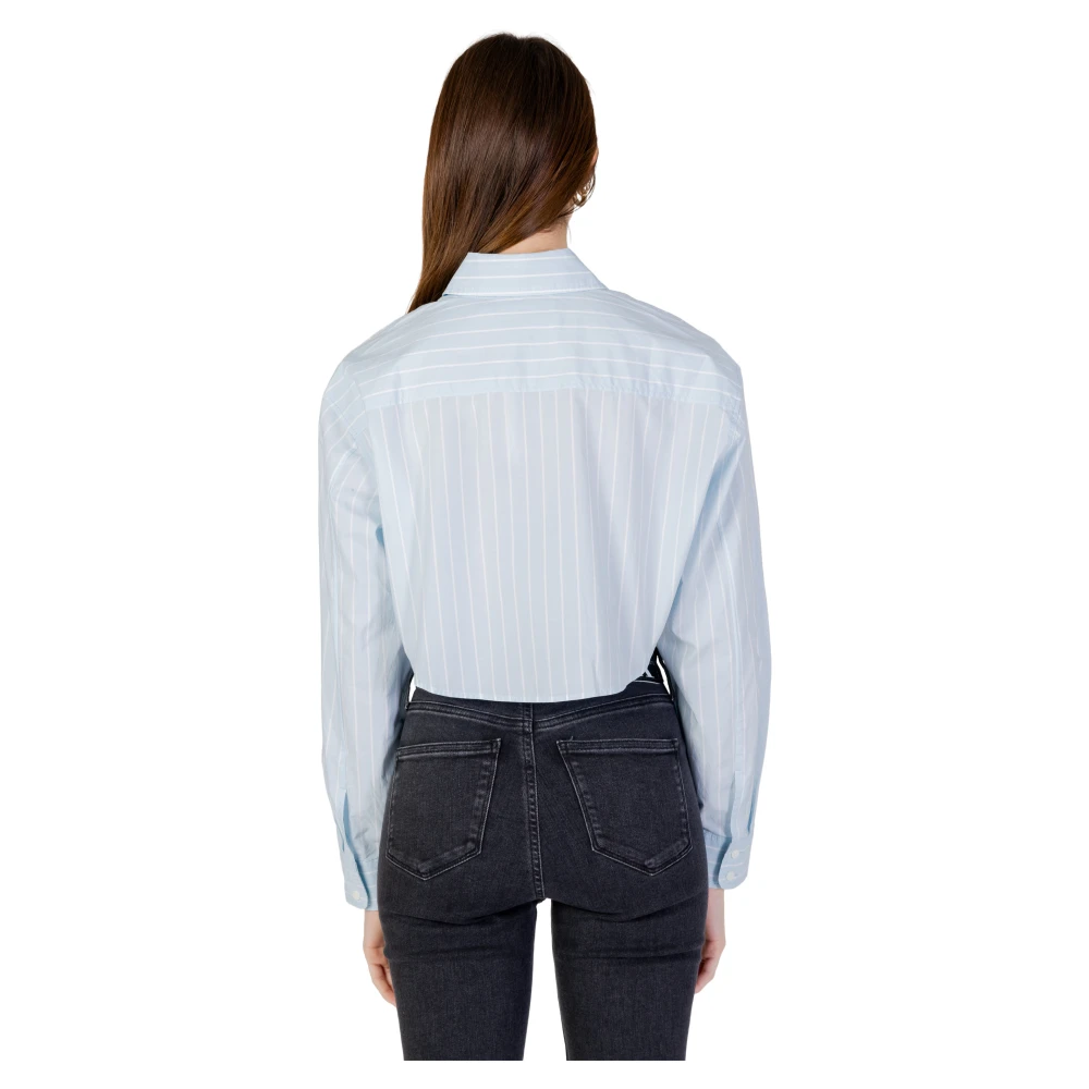 Calvin Klein Jeans Geknipte geweven label blouse Blue Dames
