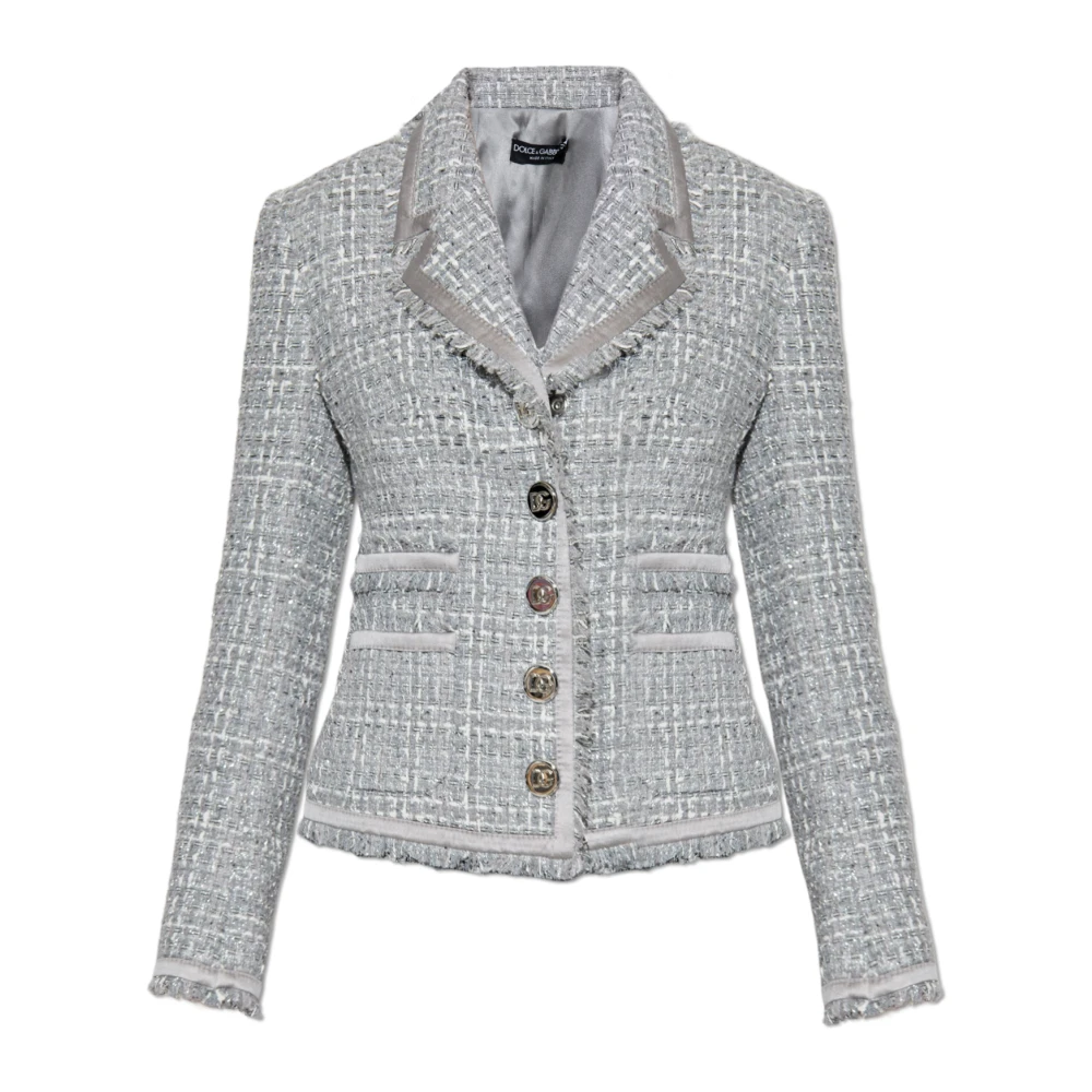Dolce & Gabbana Tweed jasje met lurex draad Gray Dames