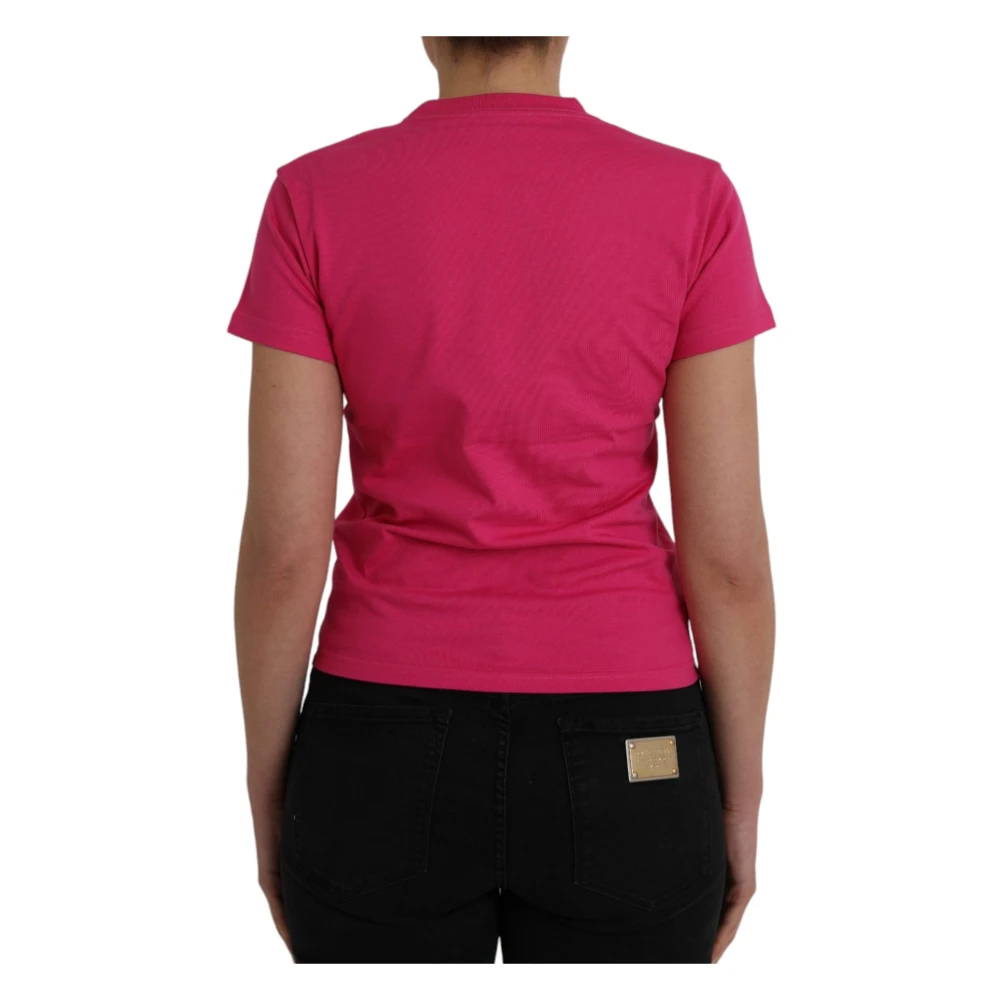 Balenciaga Katoenen T-shirt met Ronde Hals en Korte Mouwen Pink Dames