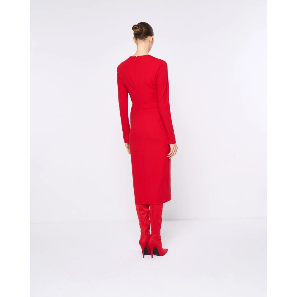 Silvian Heach Midi Jurk met Diepe V-hals Red Dames