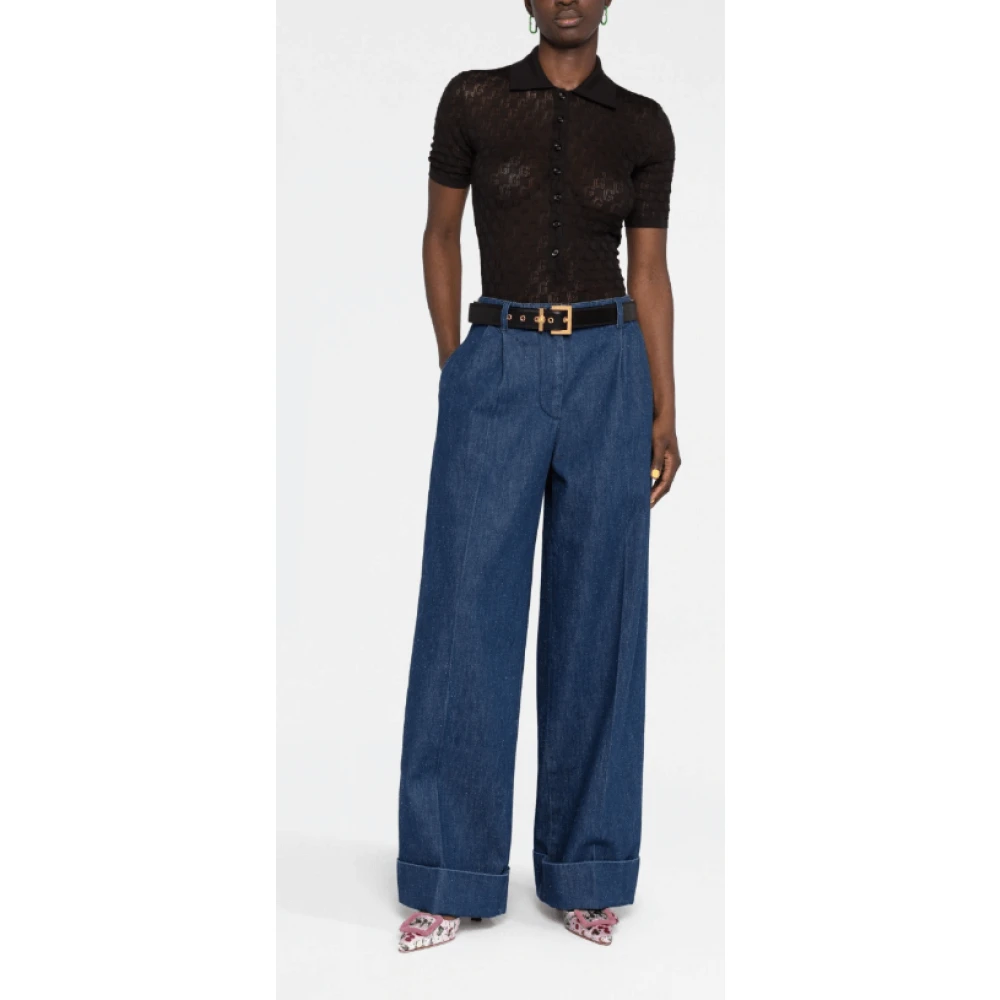 Gucci High-Waist Wide-Leg Jeans Blue Dames
